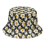 White Daffodil Flower Pattern Print Bucket Hat