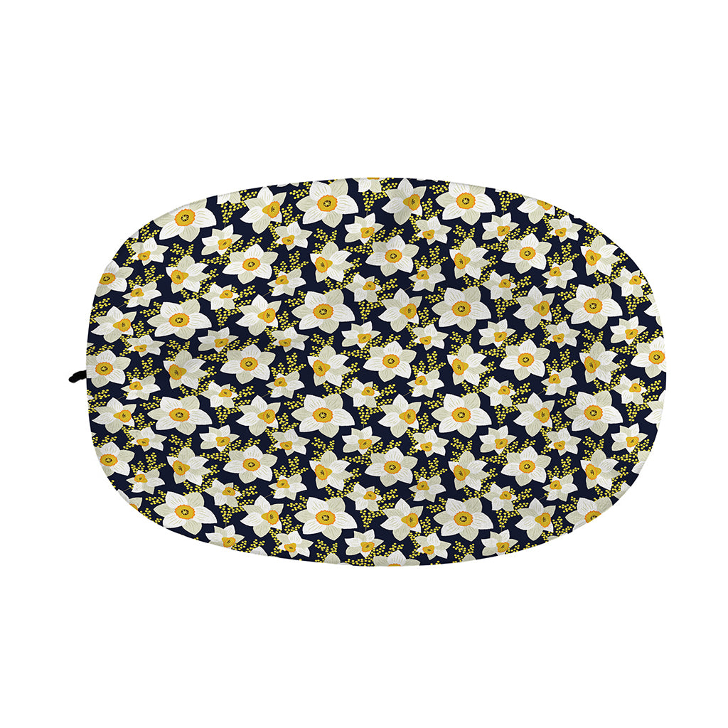 White Daffodil Flower Pattern Print Car Side Mirror Covers
