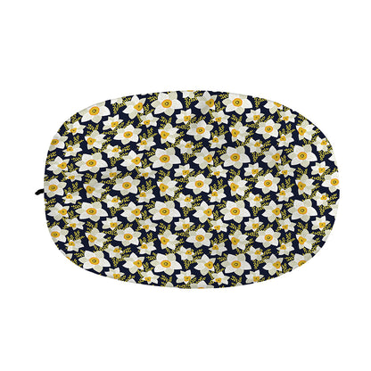 White Daffodil Flower Pattern Print Car Side Mirror Covers