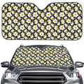 White Daffodil Flower Pattern Print Car Windshield Sun Shade