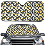 White Daffodil Flower Pattern Print Car Windshield Sun Shade