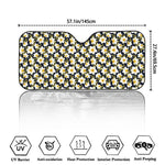 White Daffodil Flower Pattern Print Car Windshield Sun Shade