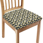 White Daffodil Flower Pattern Print Chair Cushion Cover