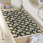 White Daffodil Flower Pattern Print Changing Pad Cover