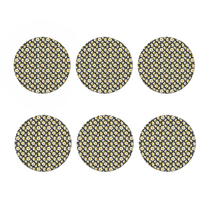 White Daffodil Flower Pattern Print Coaster Set