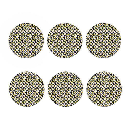 White Daffodil Flower Pattern Print Coaster Set