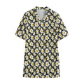 White Daffodil Flower Pattern Print Cotton Hawaiian Shirt
