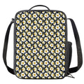 White Daffodil Flower Pattern Print Crossbody Lunch Bag