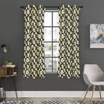 White Daffodil Flower Pattern Print Curtain