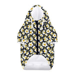 White Daffodil Flower Pattern Print Dog Zip Up Hoodie