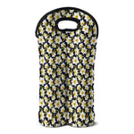 White Daffodil Flower Pattern Print Double Neoprene Wine Tote