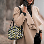White Daffodil Flower Pattern Print Double Strap Bible Bag