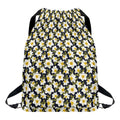 White Daffodil Flower Pattern Print Drawstring Backpack