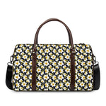 White Daffodil Flower Pattern Print Duffle Bag