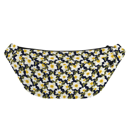 White Daffodil Flower Pattern Print Fanny Pack
