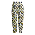 White Daffodil Flower Pattern Print Fleece Lined Knit Pants