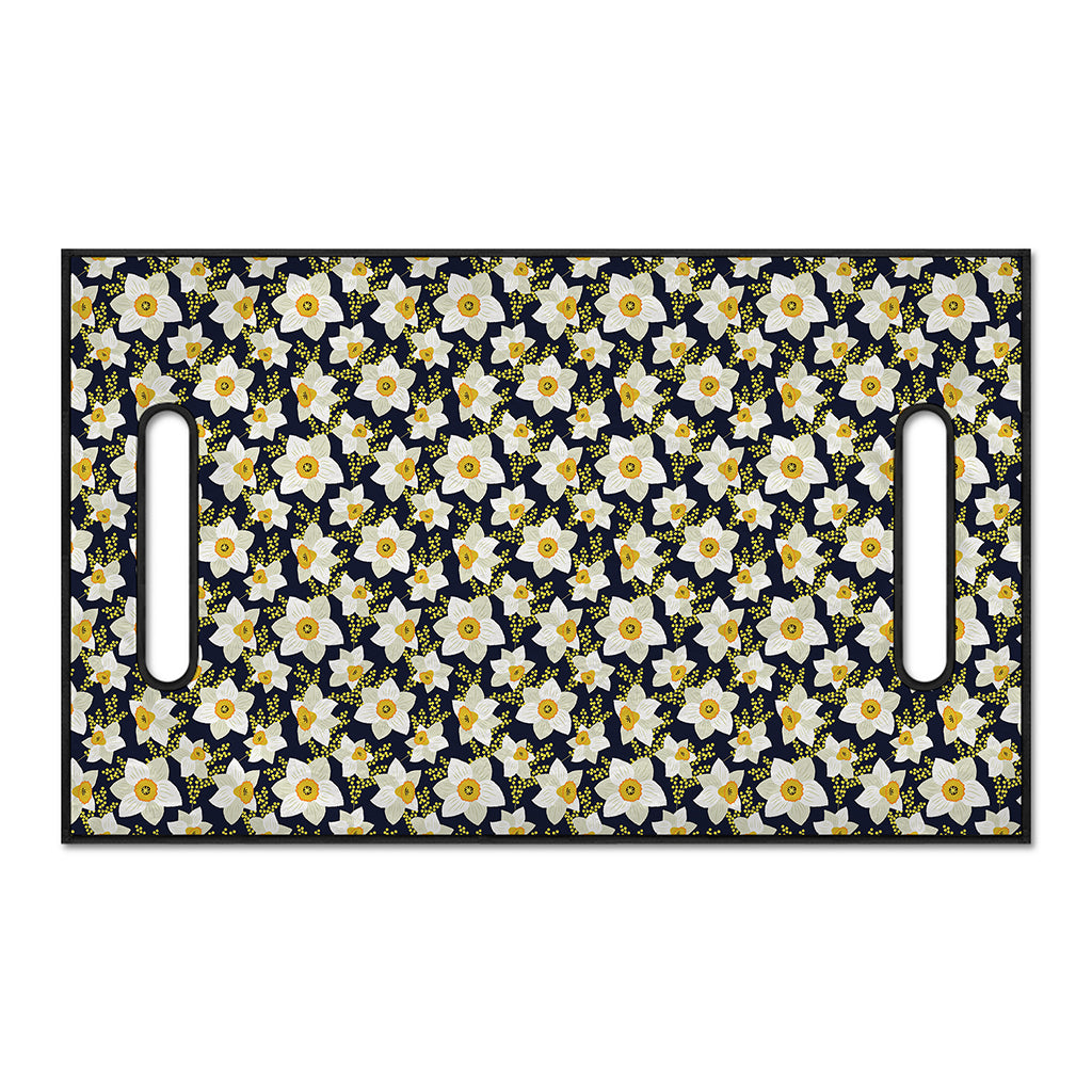 White Daffodil Flower Pattern Print Golf Cart Seat Cover