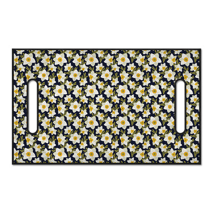 White Daffodil Flower Pattern Print Golf Cart Seat Cover
