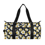 White Daffodil Flower Pattern Print Gym Bag