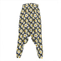 White Daffodil Flower Pattern Print Hammer Pants