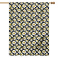 White Daffodil Flower Pattern Print House Flag