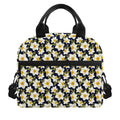 White Daffodil Flower Pattern Print Insulated Lunch Bag
