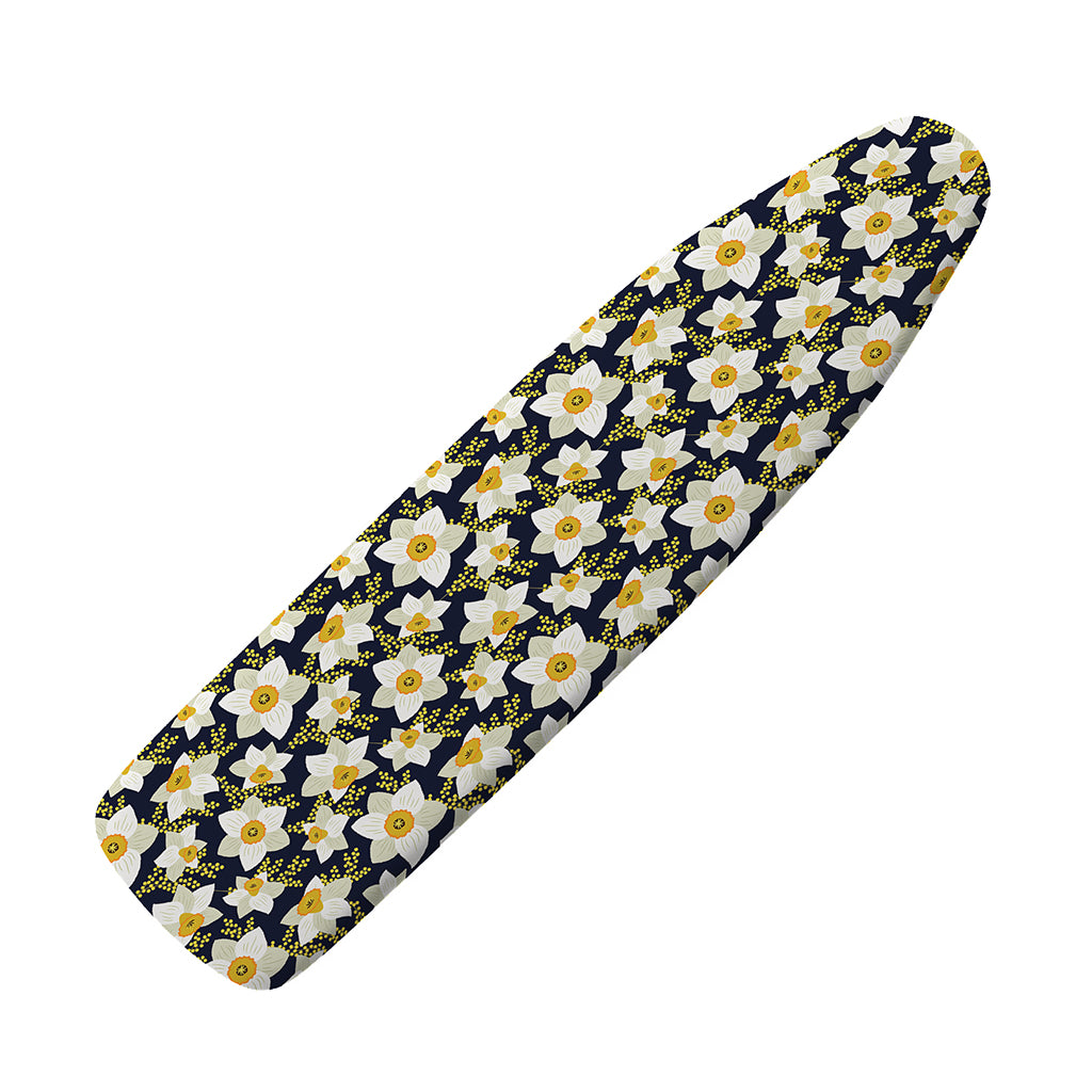 White Daffodil Flower Pattern Print Ironing Board Cover
