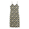 White Daffodil Flower Pattern Print Jersey Midi Cami Dress