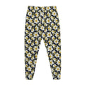 White Daffodil Flower Pattern Print Jogger Pants