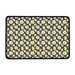 White Daffodil Flower Pattern Print Kitchen Mat