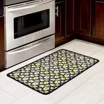 White Daffodil Flower Pattern Print Kitchen Mat