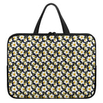 White Daffodil Flower Pattern Print Laptop Sleeve With Handle