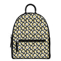 White Daffodil Flower Pattern Print Leather Backpack