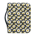 White Daffodil Flower Pattern Print Leather Bible Cover