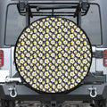 White Daffodil Flower Pattern Print Leather Spare Tire Cover
