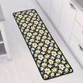 White Daffodil Flower Pattern Print Long Kitchen Mat