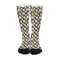 White Daffodil Flower Pattern Print Long Socks