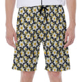 White Daffodil Flower Pattern Print Men's Beach Shorts