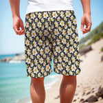 White Daffodil Flower Pattern Print Men's Cargo Shorts