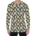 White Daffodil Flower Pattern Print Men's Long Sleeve T-Shirt