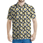 White Daffodil Flower Pattern Print Men's Polo Shirt