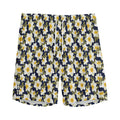 White Daffodil Flower Pattern Print Men's Athletic Shorts