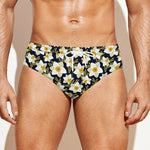 White Daffodil Flower Pattern Print Men's Swim Briefs
