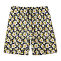 White Daffodil Flower Pattern Print Men's Swim Trunks