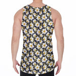 White Daffodil Flower Pattern Print Men's Velvet Tank Top