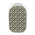 White Daffodil Flower Pattern Print Mesh Laundry Hamper