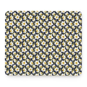 White Daffodil Flower Pattern Print Mouse Pad