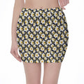 White Daffodil Flower Pattern Print Pencil Mini Skirt