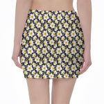 White Daffodil Flower Pattern Print Pencil Mini Skirt