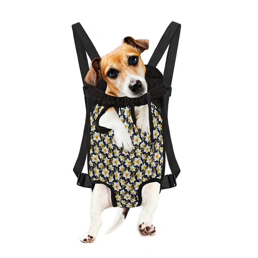 White Daffodil Flower Pattern Print Pet Carrier Backpack